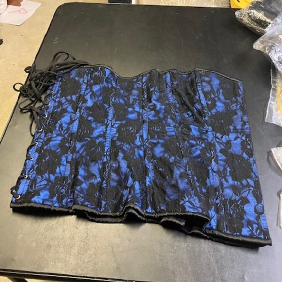 Lavish by Daisy Corsets Women's Blue/Black Side Tie/Zip Corset 4XL NWOT - Picture 1 of 6